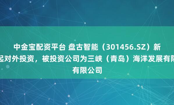 中金宝配资平台 盘古智能（301456.SZ）新增一起对外投资，被投资公司为三峡（青岛）海洋发展有限公司